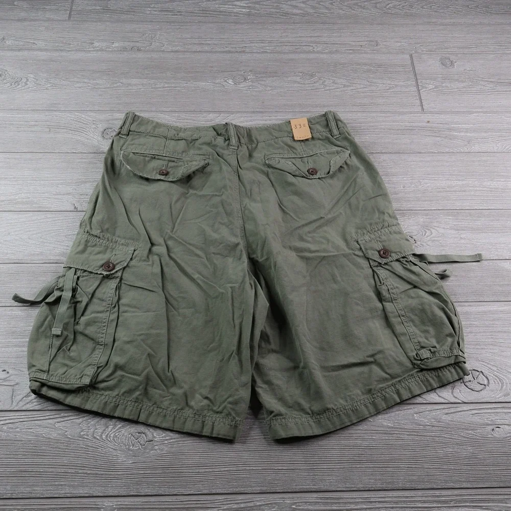 NEW J Crew Shorts Mens 33 Green Military Baggy Cargo Paratrooper Flight Wideleg - Picture 5 of 6